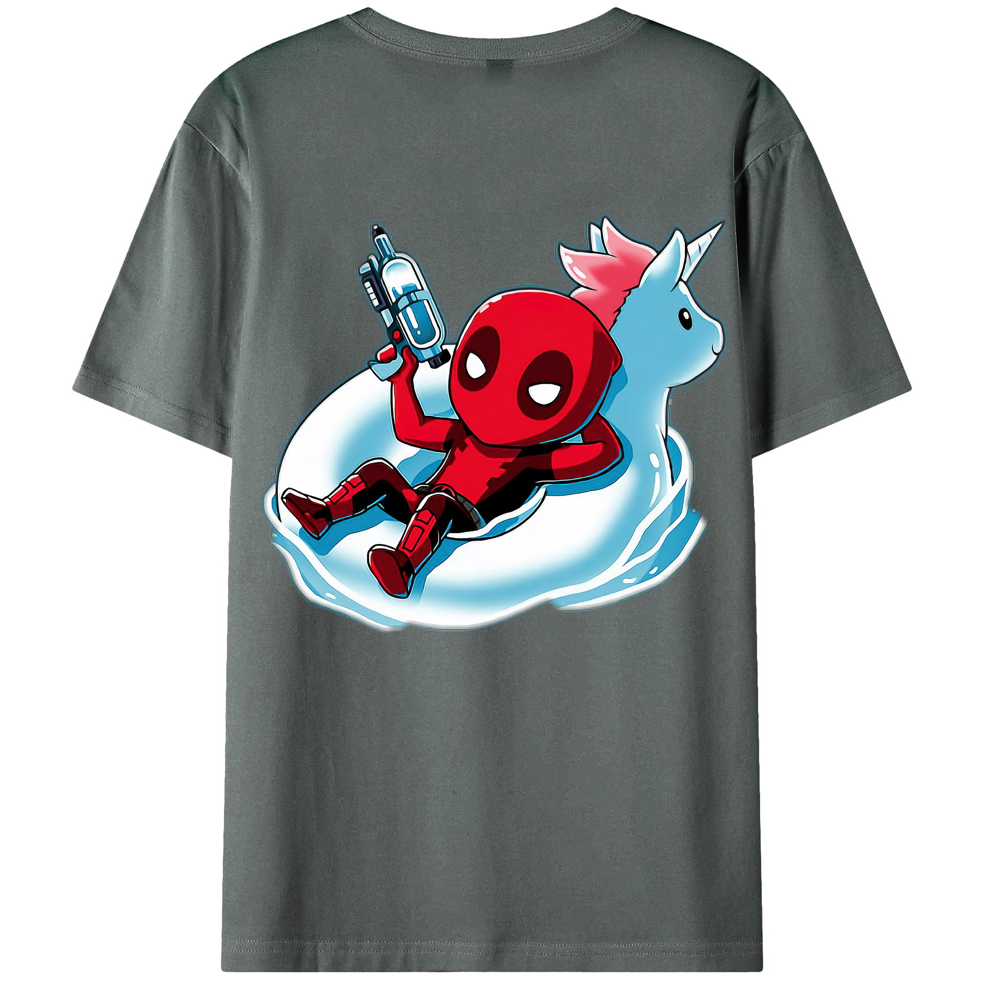 （画像用） Deadpool デッドプール 綿100％ メンズ半袖Tシャツ（バックプリント） 通気性